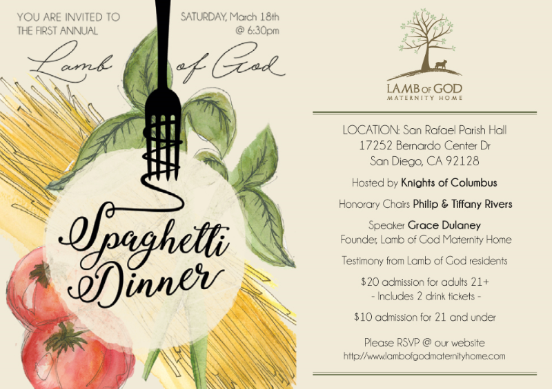 Lamb of God Spaghetti Dinner Invite